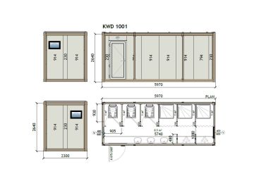 KW6 230X600 Toilet & Shower Container 